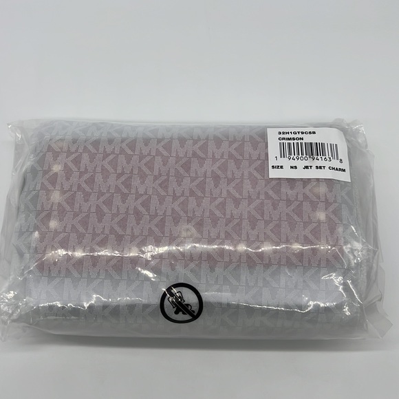 MICHAEL MICHAEL KORS Jet Set Small Studded Faux Leather Logo Phone Crossbody - Picture 12 of 16